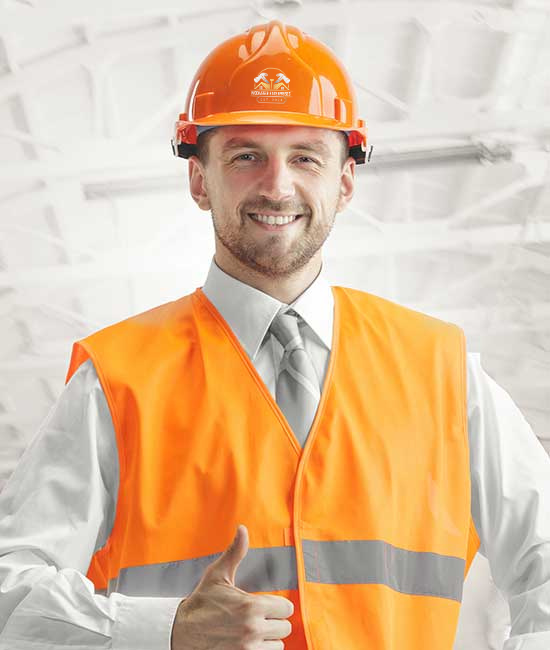 Modsser Enterprises construction team at work site with tools and safety gear